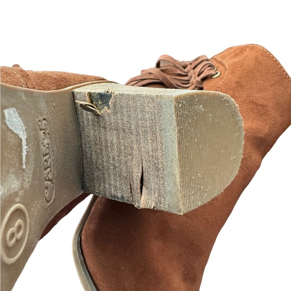Carlos santana boots cognac brown suede fringe booties Size 8 - Picture 7 of 9